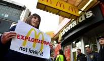 Mcdonalds worker protests.